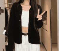 College Style Knitted Cardigan Thin Wool Sweater