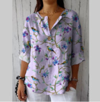 Women's 3D Printed Long-sleeved Shirt Loose All-match High-grade Top
