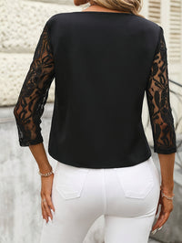 Women's Elegant Contrast Lace Trimmed Jacket