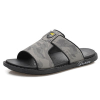 Slippers Soft Sole Leather Flip Flops Non-slip Beach Shoes Men Zapatos