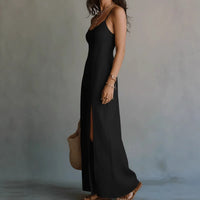 Elegant Casual Split-neck Slip Dress