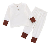 Baby Home Wear Cotton Sunken Stripe Two-piece Suit