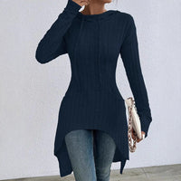 Irregular Mid-length Drawstring Long-sleeve Hoodie Jacket