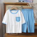 Home Wear 34 Sleeve Suit Boys And Girls Summer Thin Medium And Big Children Air Conditioning Clothes