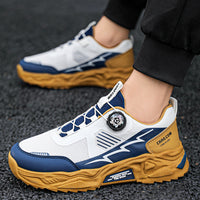 Leather Surface Men's Mesh Breathable Sports Low-top Shoes