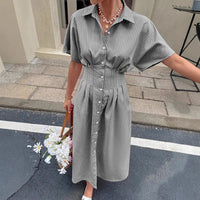 Fitted-waist Dress With A Slit At The Hem