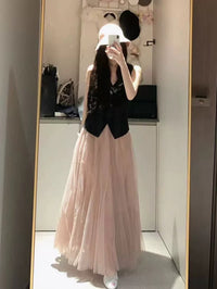 Women's High-waisted Niche Mid-length Mesh Skirt