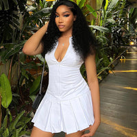 Sexy Sleeveless Lapel Collar Dress Women