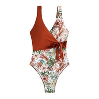 European And American Tropical Plants Multicolor Printing Bikini One-piece