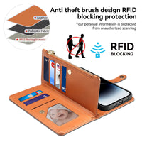 Women's Multi-card Zipper Painted Leather Case