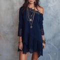 Casual Western-style Lace-Patchwork Loose Short Dress