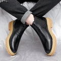 Trendy Thick-soled Work Boots Retro British Style Fleece-lined Men's Boots