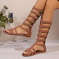 High Flat Belt Buckle Boots Roman Fish Mouth Sandal Boots