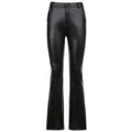 Street Trend New Basic Wide-leg Bootcut Leather Pants