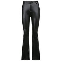 Street Trend New Basic Wide-leg Bootcut Leather Pants