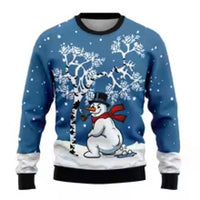 Printed Long Sleeve Round Neck Christmas Top