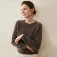 Pure Cashmere Shirt Women's Crew Neck Pullover Sweater