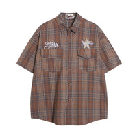 Casual Short Sleeve Plaid Shirt Men