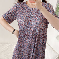Comfortable Nightdress Women's Short Sleeve Floral Slimming Dress