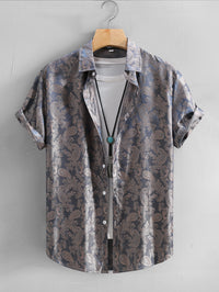 Men's Casual Jacquard Short-sleeved Shirt