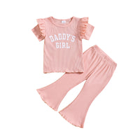 Girls' Curling Puff Sleeve Short Sleeve Printing Long Pajama Set Multicolor