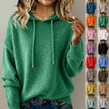 Womens Fashion Solid-color Loose Soft Hoodie With Drawstring