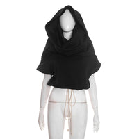 Womens Casual Oversized Collar Sleeveless Drawstring Hooded Sweatshirt