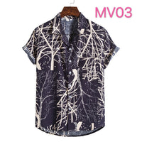 Cotton And Linen Ethnic Style Suit Collar Short Sleeve Shirt