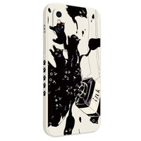 Straight Edge Liquid Silicone Accompanying Reading Kitten Lens All-inclusive Anti-fall Phone Case