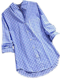 Plaid Long-sleeved Long-sleeved Long-sleeved Shirt With Buttons For Women
