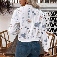 Elegant Women's Zip Floral Print Long Sleeve Jacket