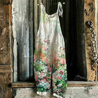 Vintage Print Wide Leg Women's Jumpsuit