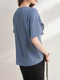 Design-forward Short-sleeve Top With Flared Sleeves