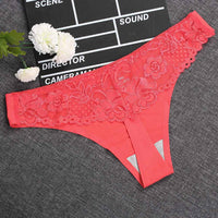 Front ice silk back lace thong