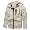 Hooded Men's Casual Coat Slim Solid Zipper Jacket