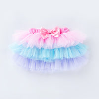 Baby Short Sleeve Romper Mesh Color Skirt