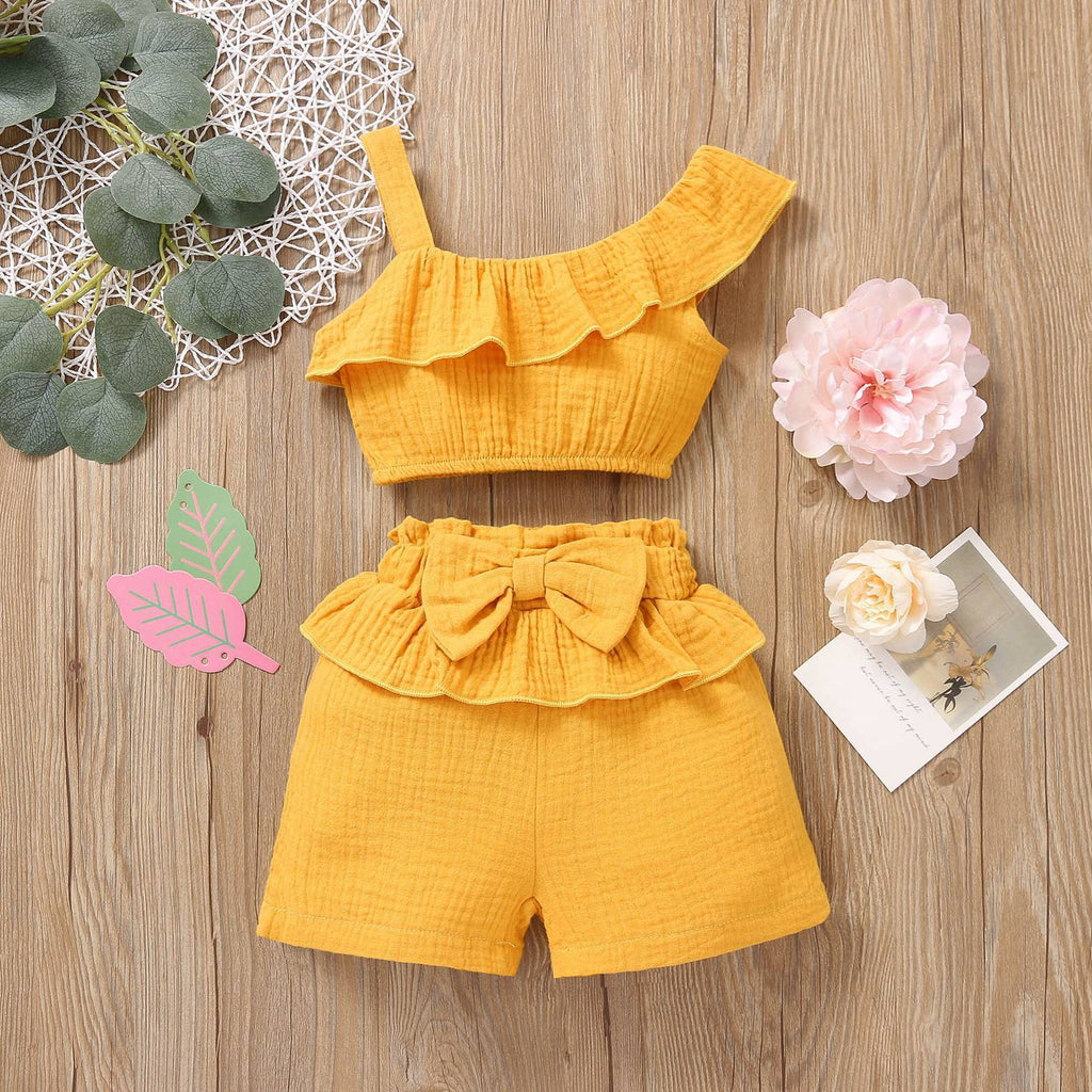 Infant Children's Solid Color Sling Girl Baby Suit