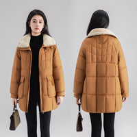 Women's Mid-length Patchwork Coat With Large Pockets