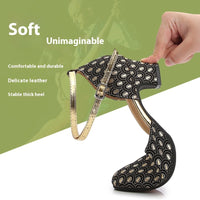 Peacock Pattern Toe Cap Stilettos High Heels