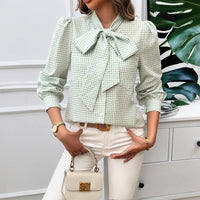 Top Women's Contrast Color Long Sleeves Shirt