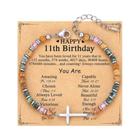 Beaded Stainless Steel Cross Womens Bracelet