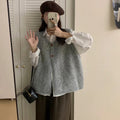 Minimalist Versatile Soft And Cozy Lazy-styled Sweater Vest Loose-fitting Layered Knit Vest
