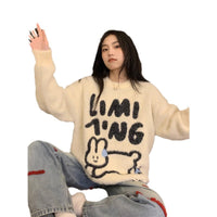 Cartoon Soft Glutinous Mink Fur Cute Rabbit Sweater For Women