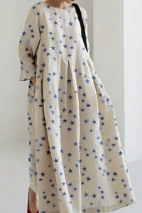 Women's Loose Round-Neck Printed Dress