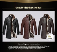Men's Mid-length Stand Collar Sheepskin Thickened Fur Overcoat Coat