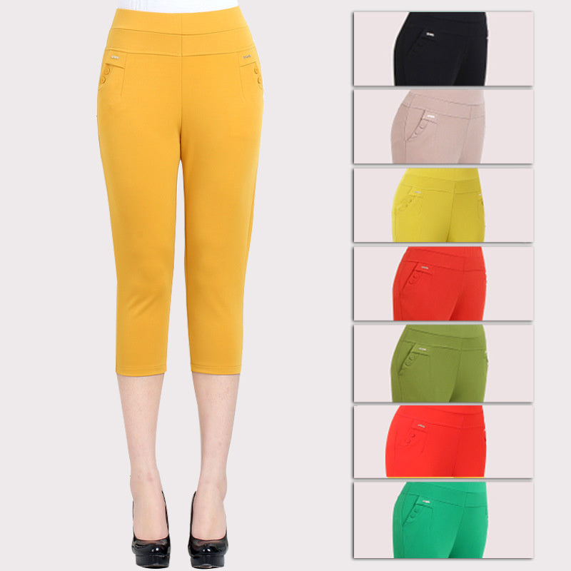 Women's Solid Color High-waist Casual Pants