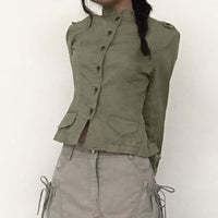 Autumn Retro Street Workwear Stand Collar Coat