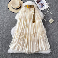 Mid-length Casual High Waist Slimming Large Hem Puffy Cake Dress
