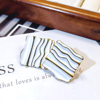 Europe And America Cross Border Ins Style Irregular Metal Pleated Paint Ear Studs