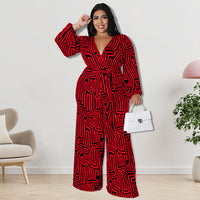 Womens Long-Sleeve Jumpsuit With Straight-Leg Pants